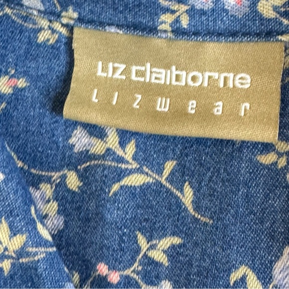 Liz Claiborne Sleeveless Denim Country Floral Maxi Boho Dress - Picture 5 of 8